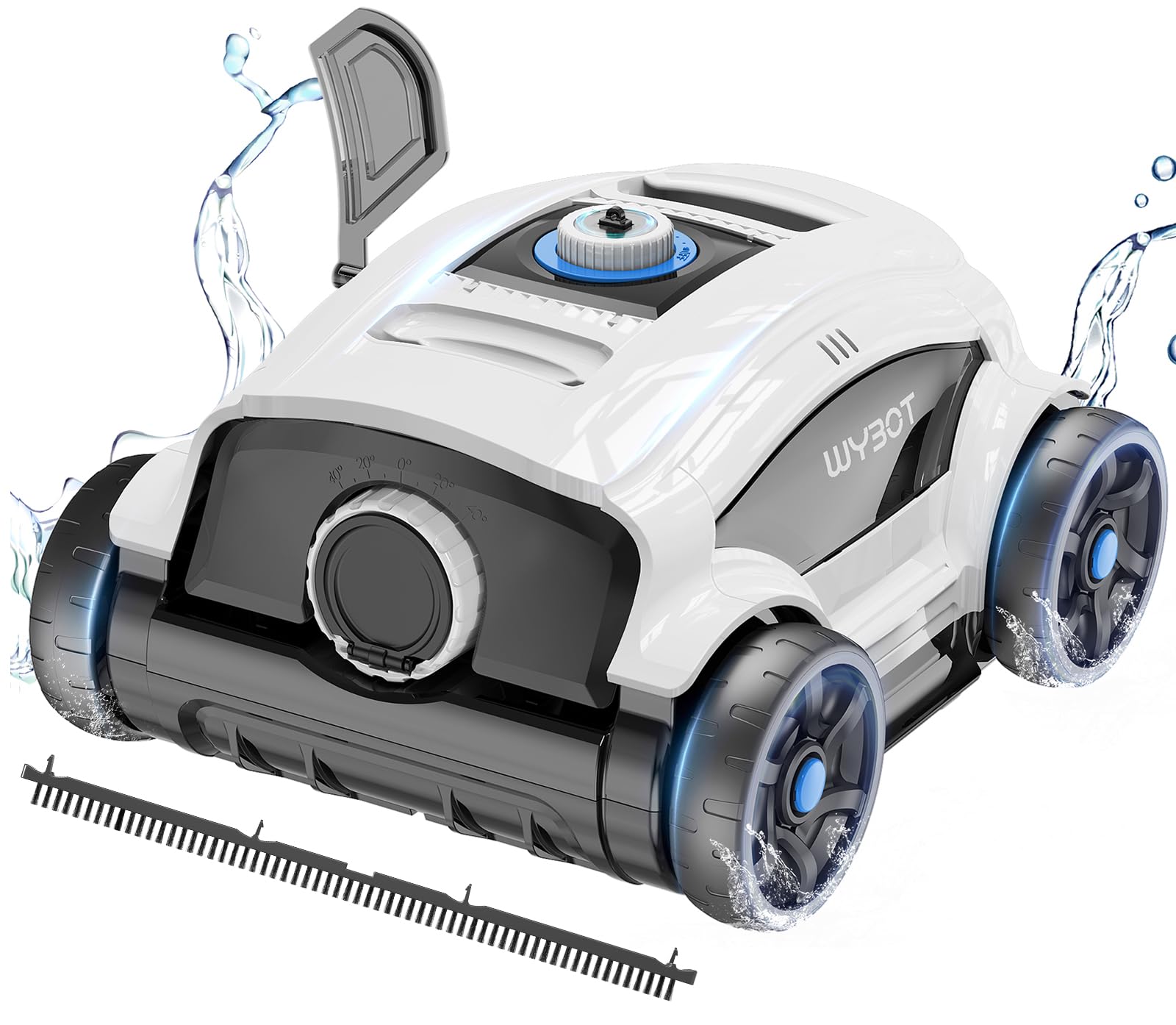 WYBOT Robot limpiafondos Piscina sin Cable, 130 Minutos hasta 100㎡ Robot Piscina sin Cable Aspirador Piscinas con 2 Motores, Cepillo Grande y Aberturas de succión, Boquilla Ajustable