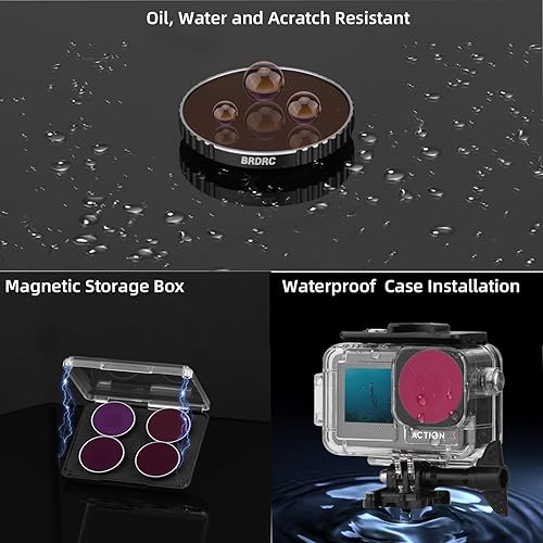 Miniatura 3 de BRDRC - Paquete de 4 filtros ND ND8 ND16 ND32 ND64 para DJI Osmo Action 3, kit de filtro de lente de densidad neutra multicapa de vidrio óptico,
