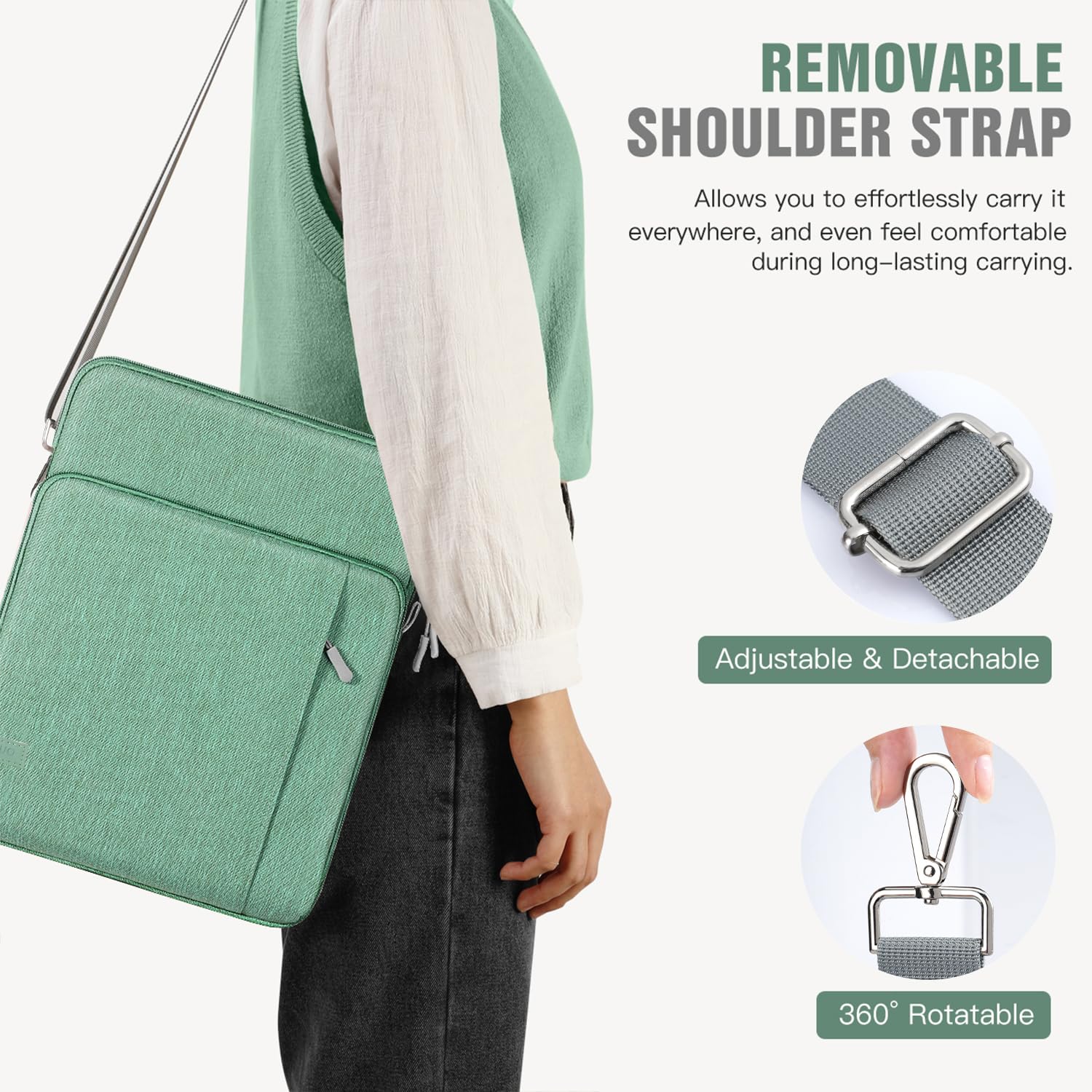 TiMOVO Funda para Portátil para MacBook Neo 13 pulgadas 2026 Modelo A3404 con Chip A18 Pro, Estuche de Transporte con Correa de Hombro, Verde