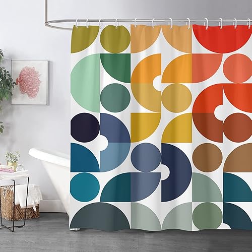 Miniatura 2 de zokyer Cortina de ducha para niños, colorida, arcoíris, retro, divertida, geométrica, linda, adolescente, brillante, lunares, abstracto, niña,