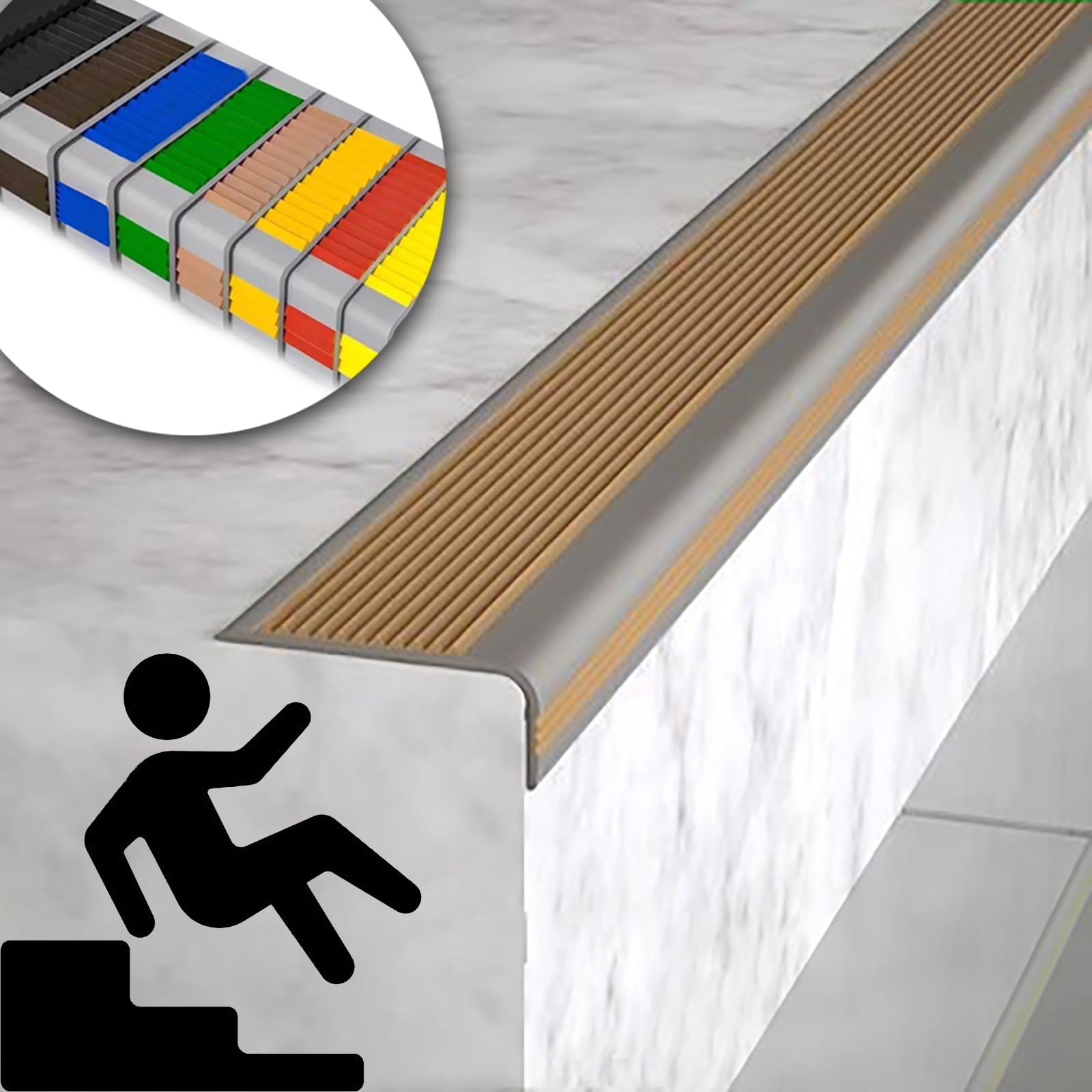 Non-Slip Step Edge Protector,Flexible Rubber Stair Edge Protector,indoor stair nosing Guard Strip,Self-Adhesive Stair Step Transition Strip,Safety Corner Edge Guard Strip,Fire retardant waterproof. (