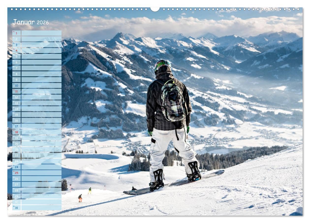 Ski und Snowboard - Leidenschaft im Schnee (Wandkalender 2026 DIN A2 quer), CALVENDO Monatskalender: Ein ganzes Jahr lang das Hochgefühl des Wintersports (CALVENDO Sport)