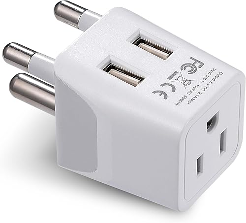 Adaptador de viaje Ceptics, de EE. UU. a Japón, Filipinas, con doble USB, tipo A, ultra compacto Tipo M - Suráfrica