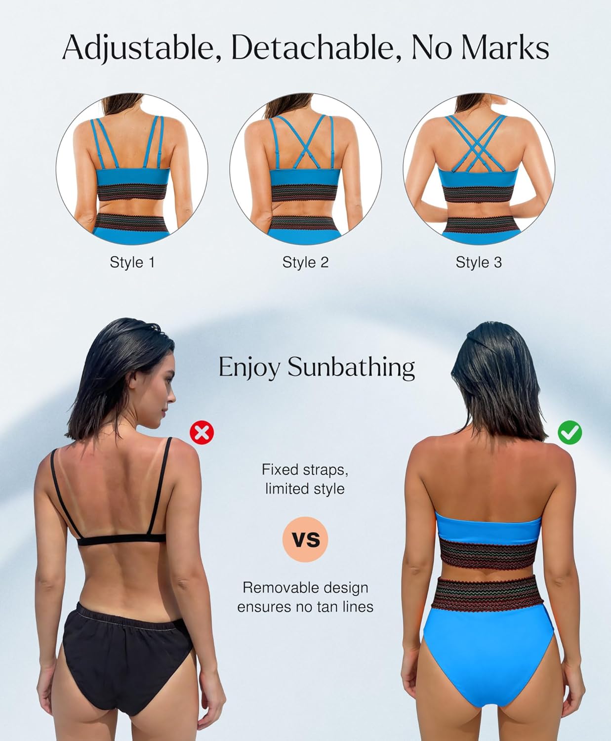 Popilush Tummy Control Swimsuits for Women - High Waisted Bikini Sets Shapewear with Boho Trim 4 Way Wear Pool and Beach - Image 2