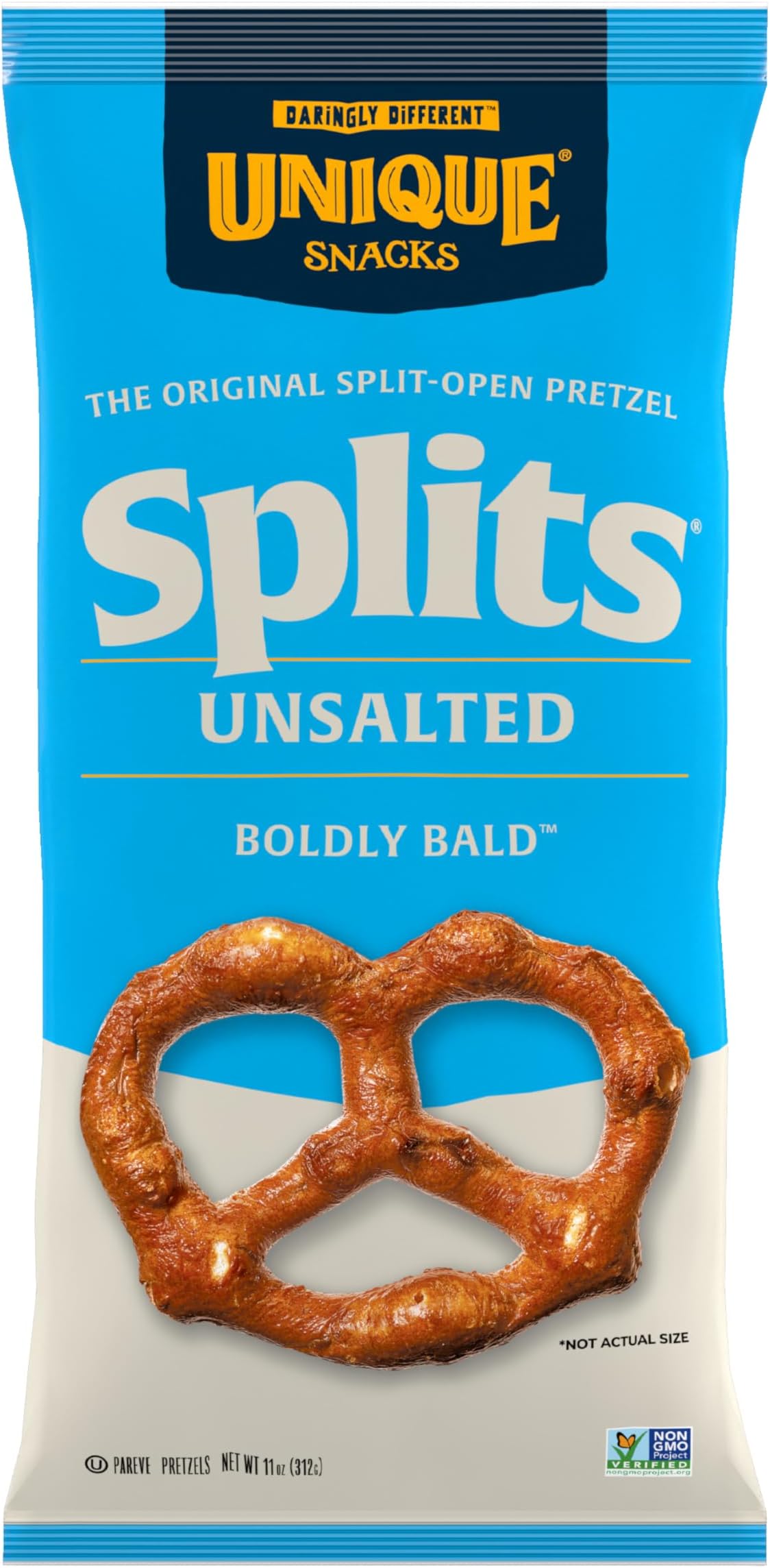 Unique Snacks Unsalted Splits, Delicious, Vegan, Homestyle Baked, Certified OU Kosher and Non-GMO, 11 Ounce Bag (Pack of 3)