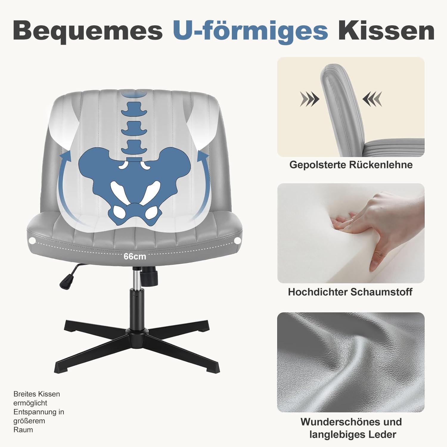 DUMOS Sedia da ufficio senza bracciolo, velluto Teddy e comodo tessuto a rete Criss Cross Chair, con cuscino di seduta più ampio, adatta per uffici, camera da letto e soggiorno