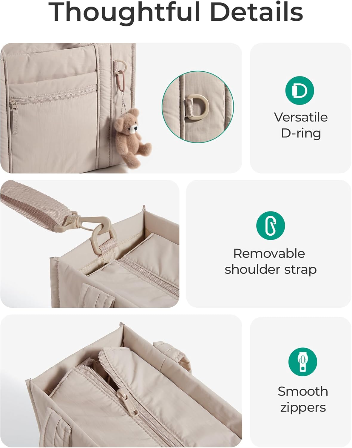 BAGSMART Boxy Tote Bag for Women, Crossbody Bag with Zipper, Crush Bow Purses for Travel Work College - Image 6