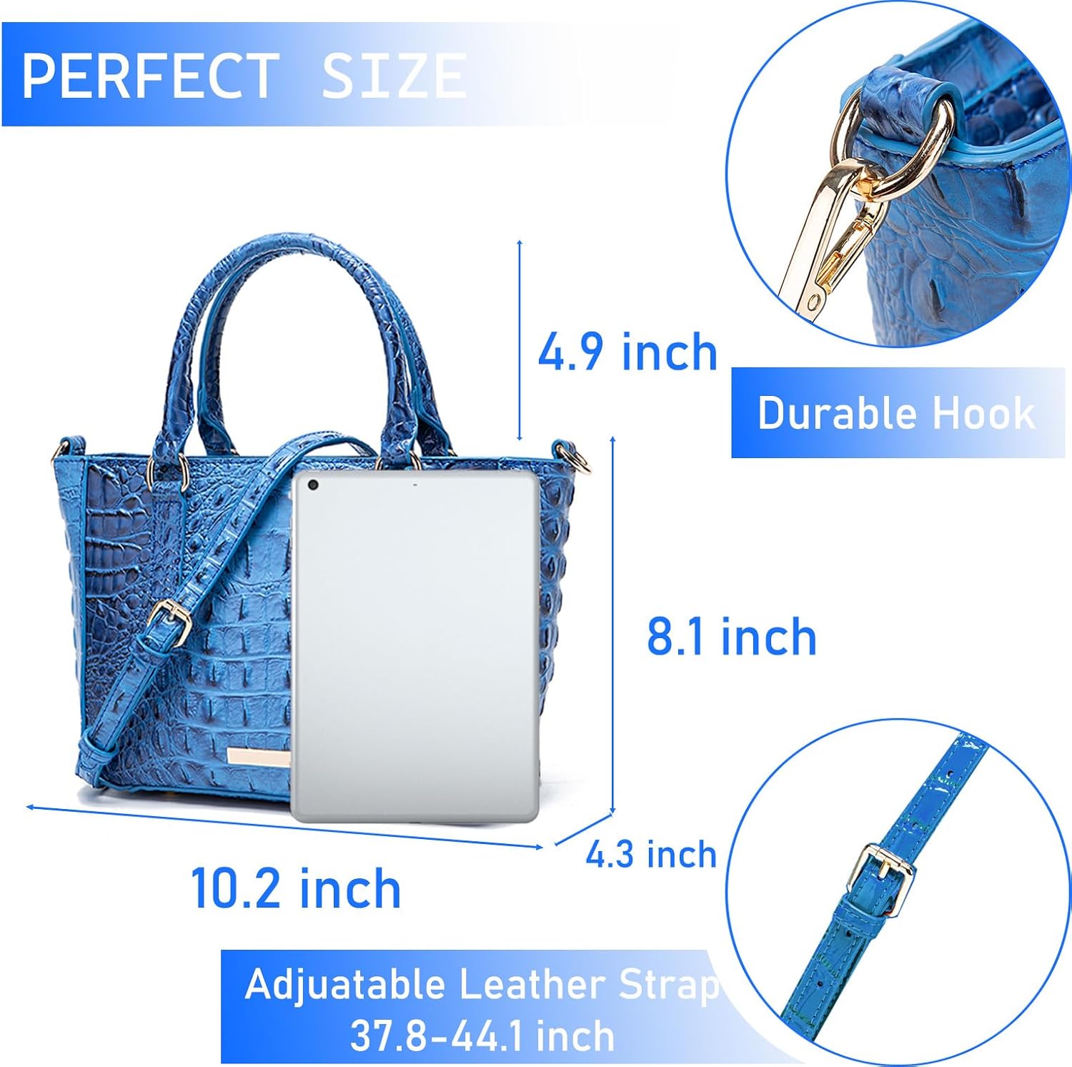 Ladies Tote Leather Bags for Women Crocodile Embossed Zipper Satchel Purse Elegant Compartments Crossbody Work - Image 2