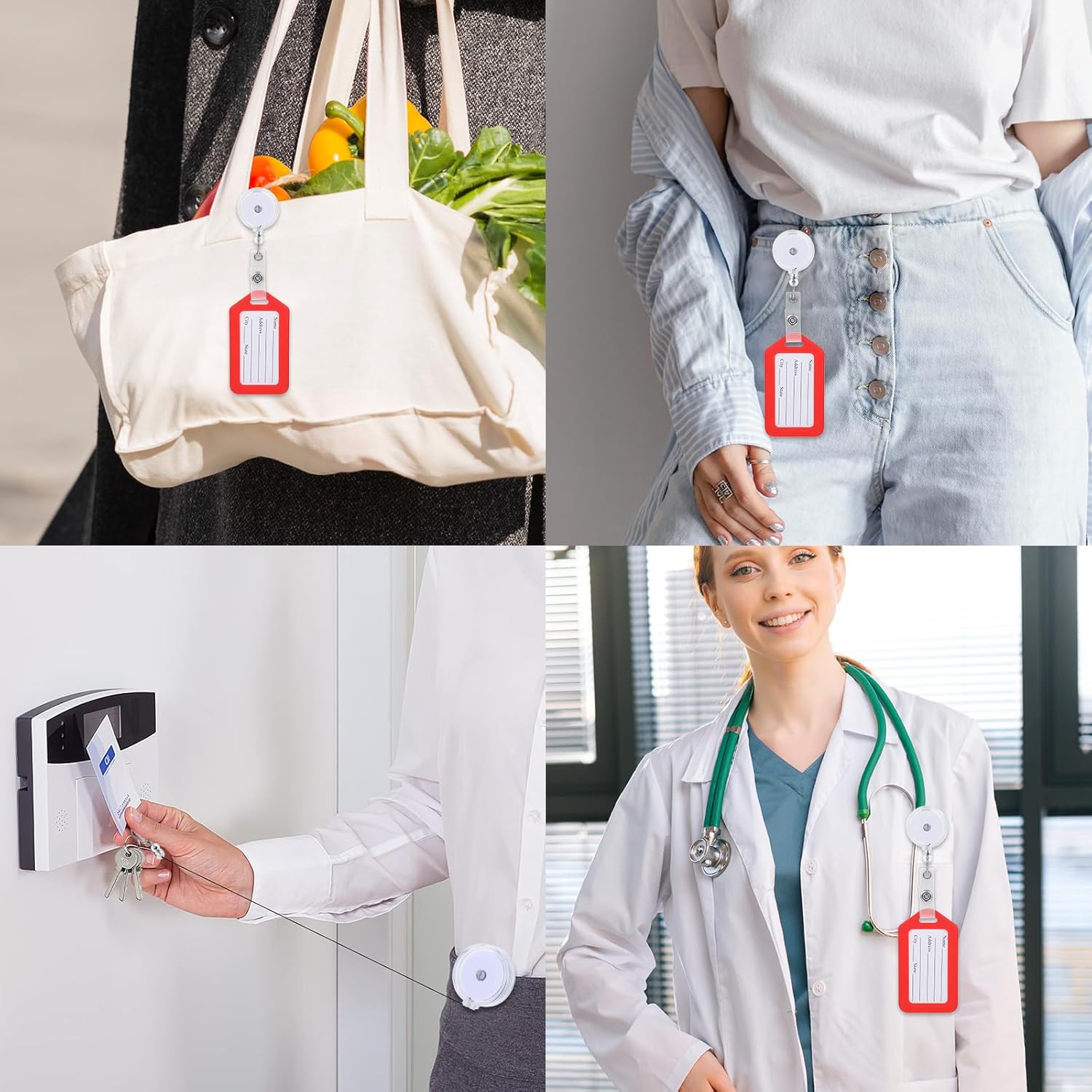 100pcs Retractable Badge Reels Bulk,Translucent Clear Round Badge Holders Clip with Swivel Alligator Clip for Students Teachers Office Workers - Image 4