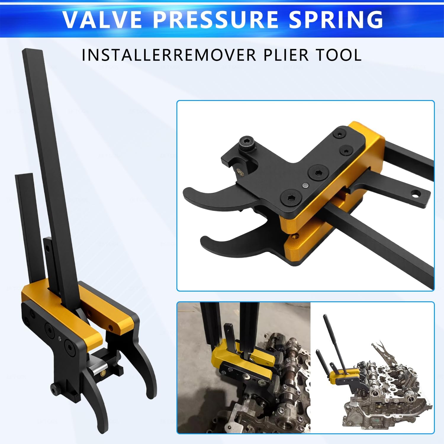 Valve Pressure Spring Installer Remover Tool Plier Kit, Compatible with BMW B38 B48 B58 Engines, Heavy-Duty Steel Valve Slider Fixing Tool with Gloves OEM 2359088 2359089