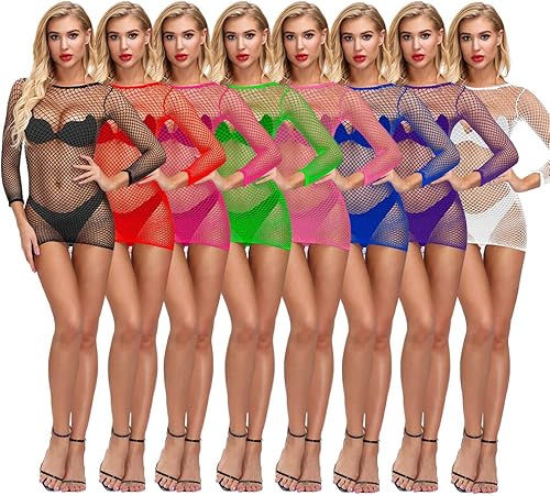 Vista 6 de Lencería elástica de malla para mujer, sin costuras, ropa de dormir, talla libre