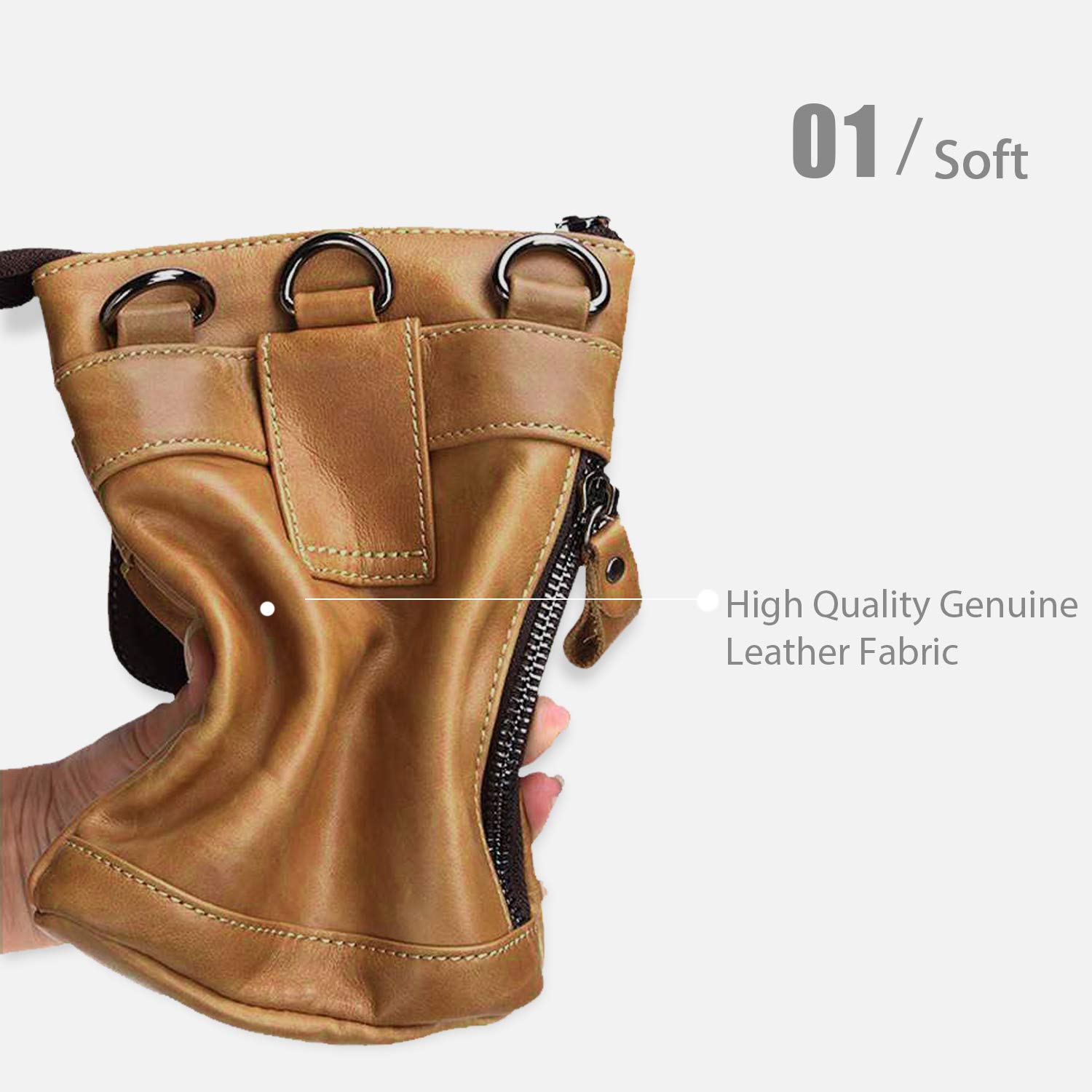 FANDARE Hüfttaschen Herren Umhängetasche Gürteltasche Bauchtasche, mit Aluminiumkarabiner Multifunktional Outdoorsport Messenger Tasche Wasserdicht Leder