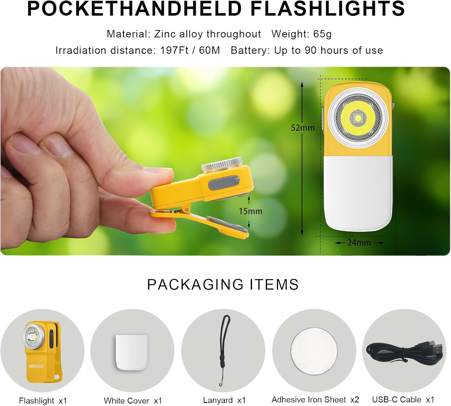 OOWOLF LED Flashlight Red/Strobe/Flood 5 Modes IPX5 Waterproof for Outdoor image 5