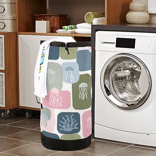 Vista 91 de Mochila de lavandería con correas ajustables para el hombro, bolsa de lavandería sucia para viajes, campamento, universidad, resistente, Rosa floral