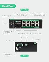 Vista 2 de LINOVISION Interruptor POE solar Gigabit completo industrial de 8 puertos con DC9.5V-57V a DC48V amplificador de voltaje, IEEE802.3at, presupuesto