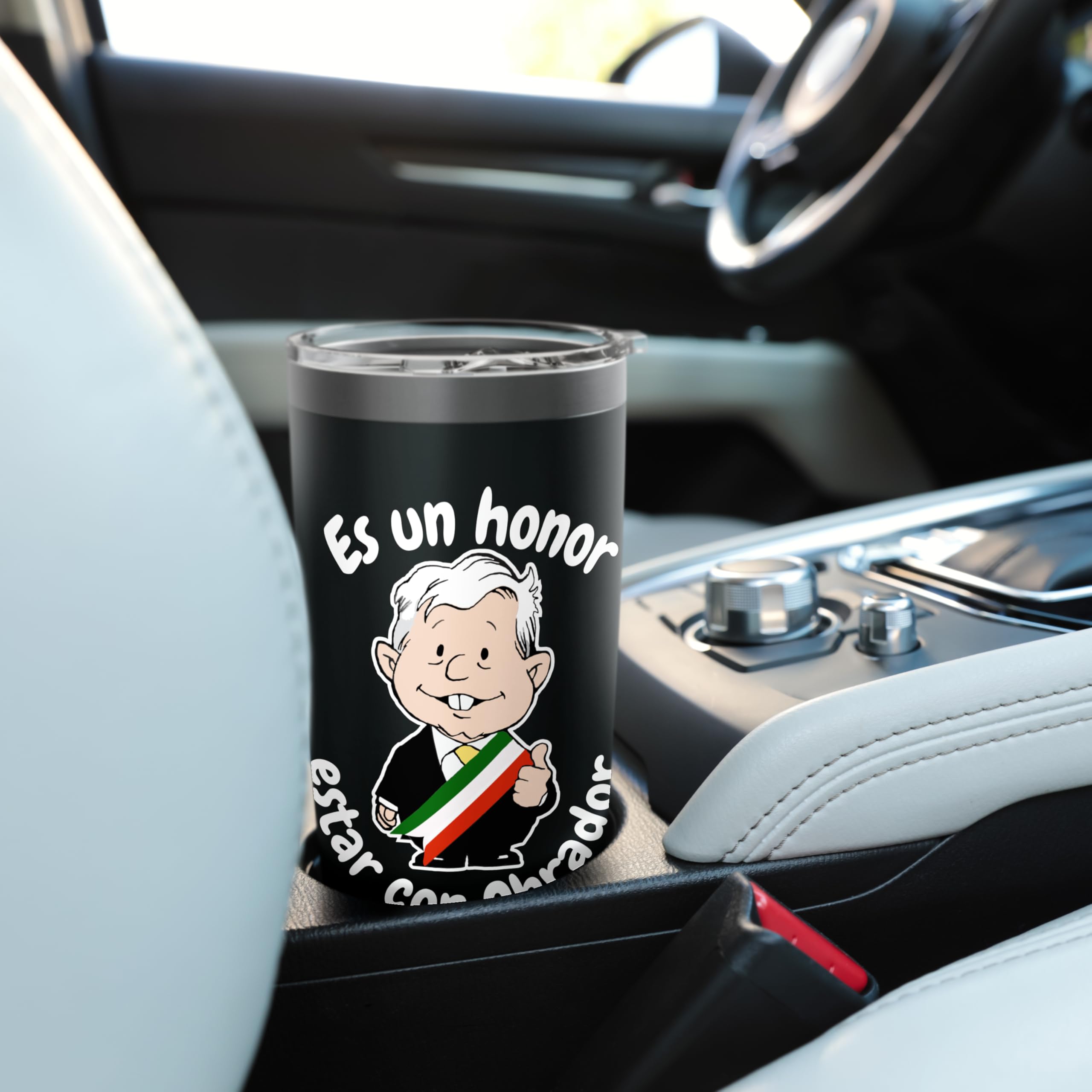 AMLO Funny Cartoon Mug - "Es Un Honor Estar Con Obrador" Ceramic 11 Oz Mug, Colorful Rim & Handle