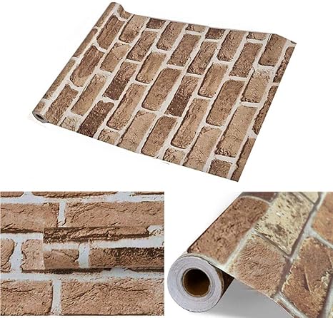 Amazon リメイクシート 壁紙シール レトロなレンガスタイル 剥がせる壁紙 はがせる壁紙 はがせる のり付き タイル カッティングシート幅45 長い1000cm 壁紙