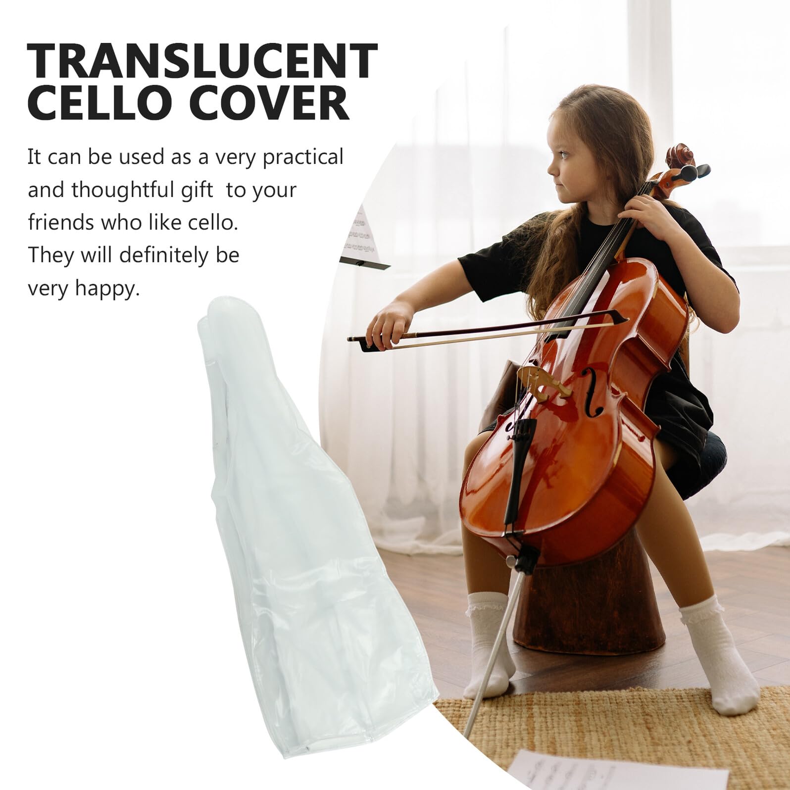 Abdeckung Einzigartige Cello Frosted Pvc aus Praktische Mattierte Schmutzabweisende Schutz Schutzhülle zum Dekorative und Staubschutzabdeckung des Cellos für Zuhause