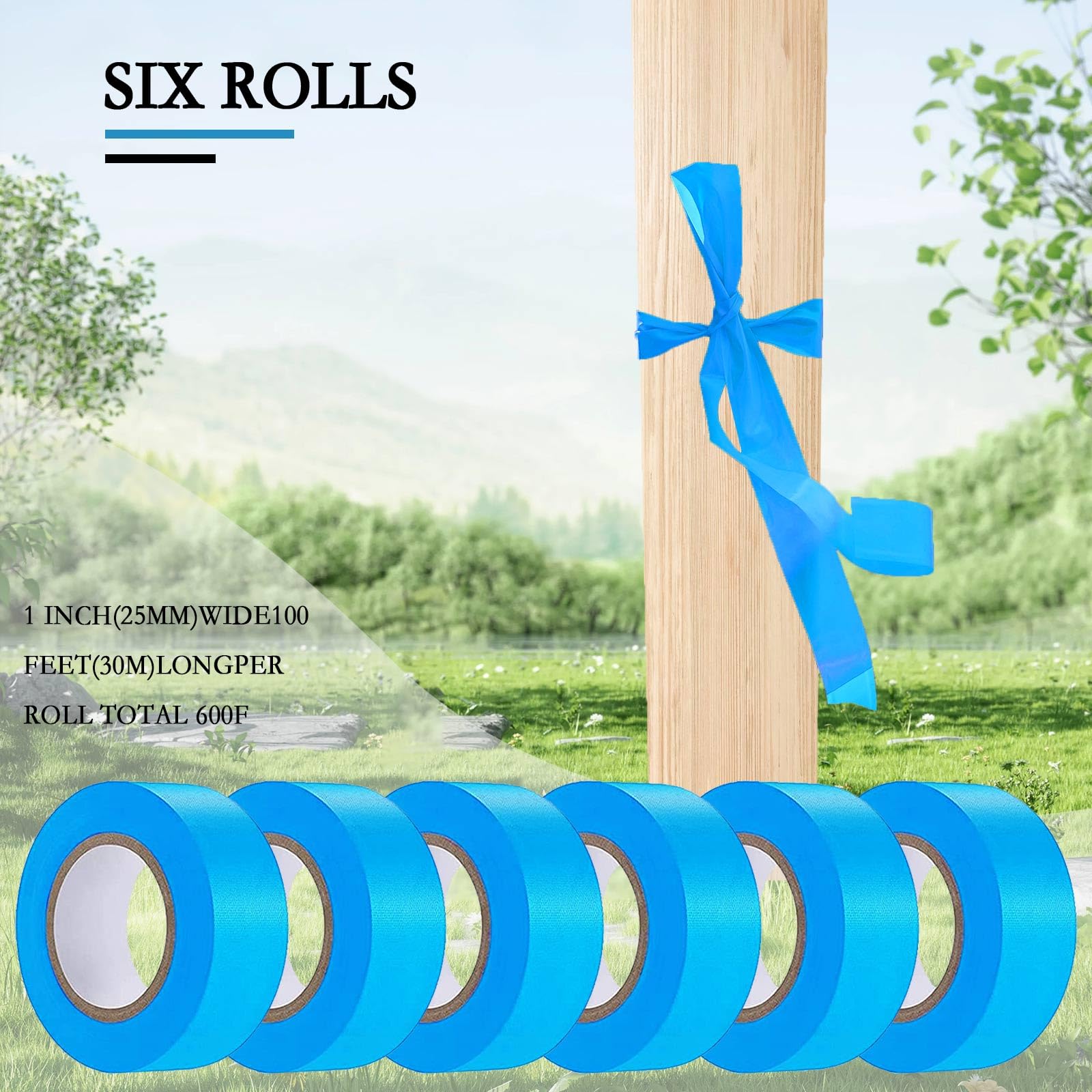 Snapklik.com : 6 Pack Blue Flagging Tape, Non-Adhesive Plastic Ribbon ...
