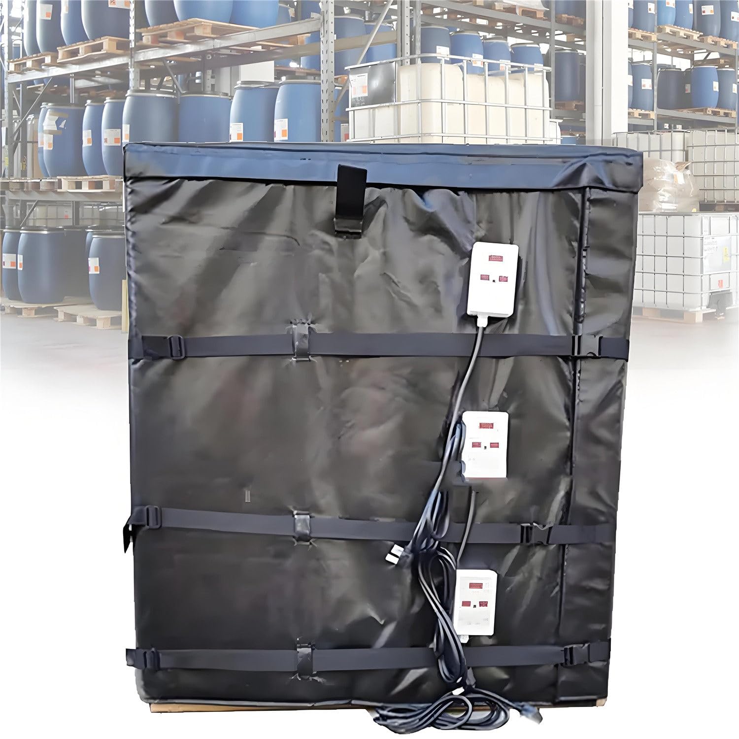 MRVAKDYDI Oil Barrel Heating Blanket, IBC Ton Barrel Heating Blanket, 0-150°C Adjustable, Waterproof, Grey Black, 200-1000L(Black,150℃1000L)