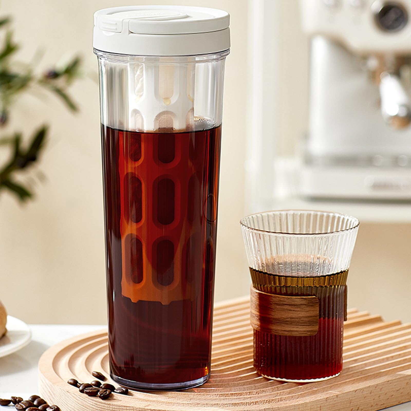 Cafetière à froid pichet à thé glacé grande capacité filtre en maille 1 l blanc