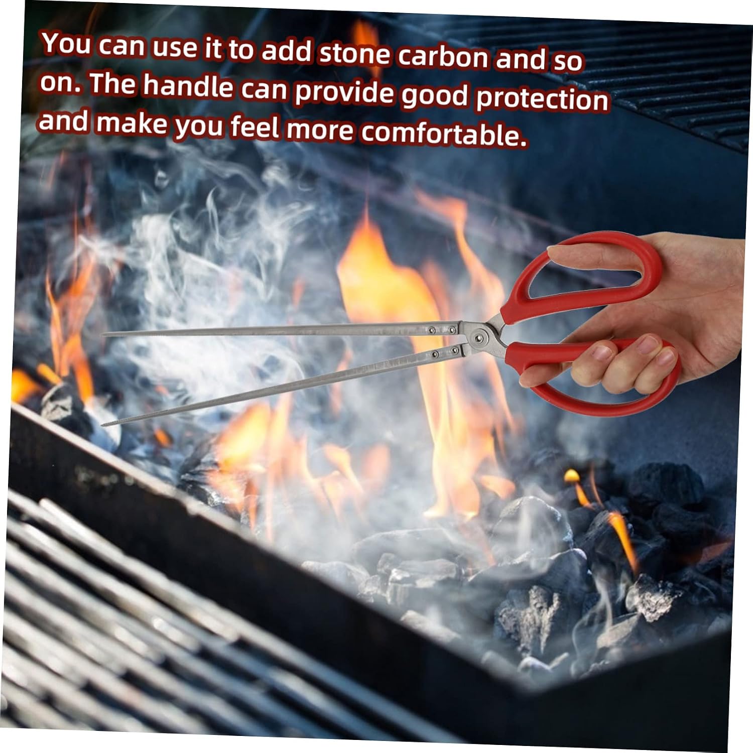 Fish Clamp Control Tool for Grilling BBQ Tongs Non-Slip Grip Heavy-Duty Stainless Steel for Outdoor Cooking and Waste Pickup