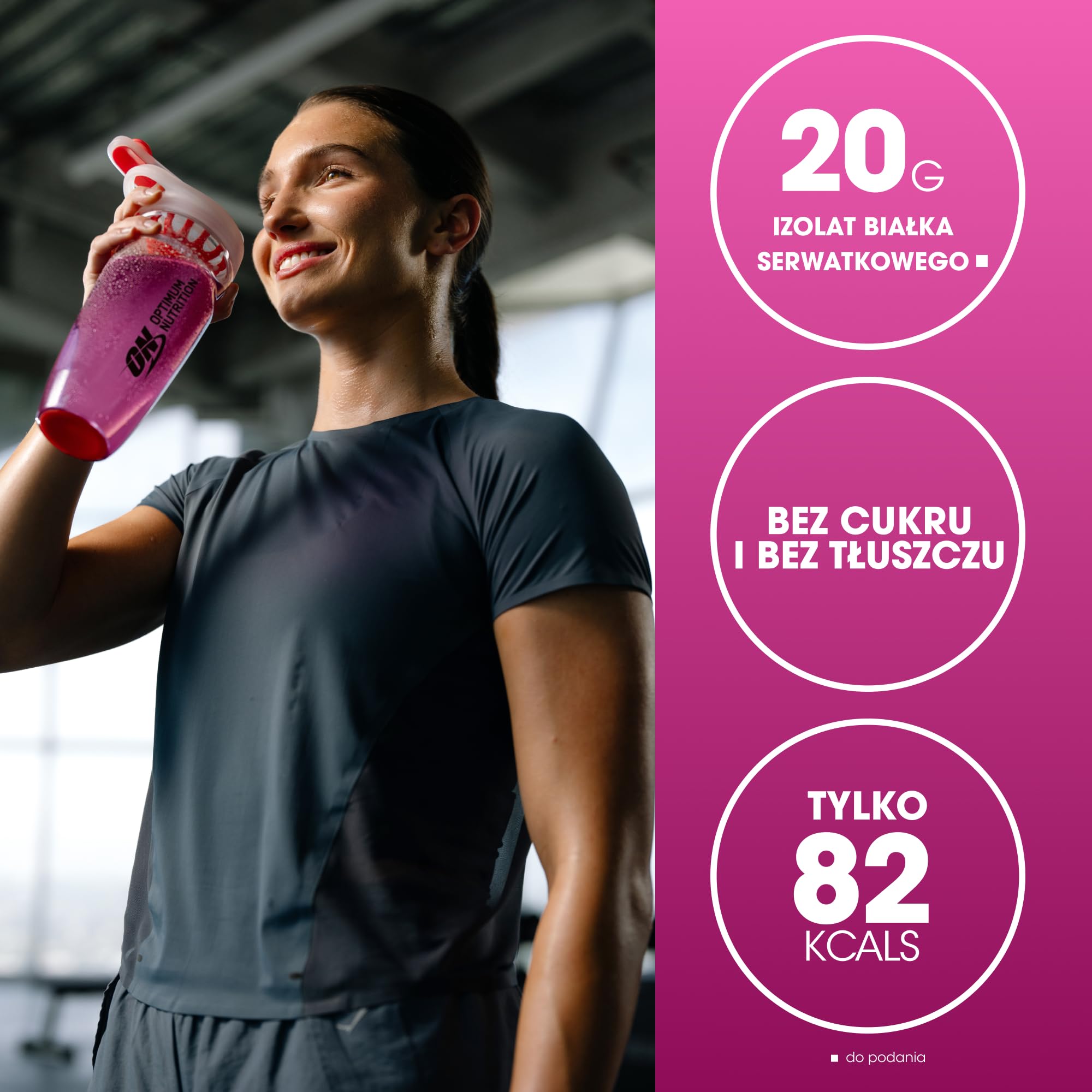 Optimum Nutrition Clear Whey Isolate, 20 g Izolatu Bialka Serwatkowego, Czarna Porzeczka, Zero Cukru, Bialko Wspomaga Wzrost Miesni, 480 g, 20 Porcji