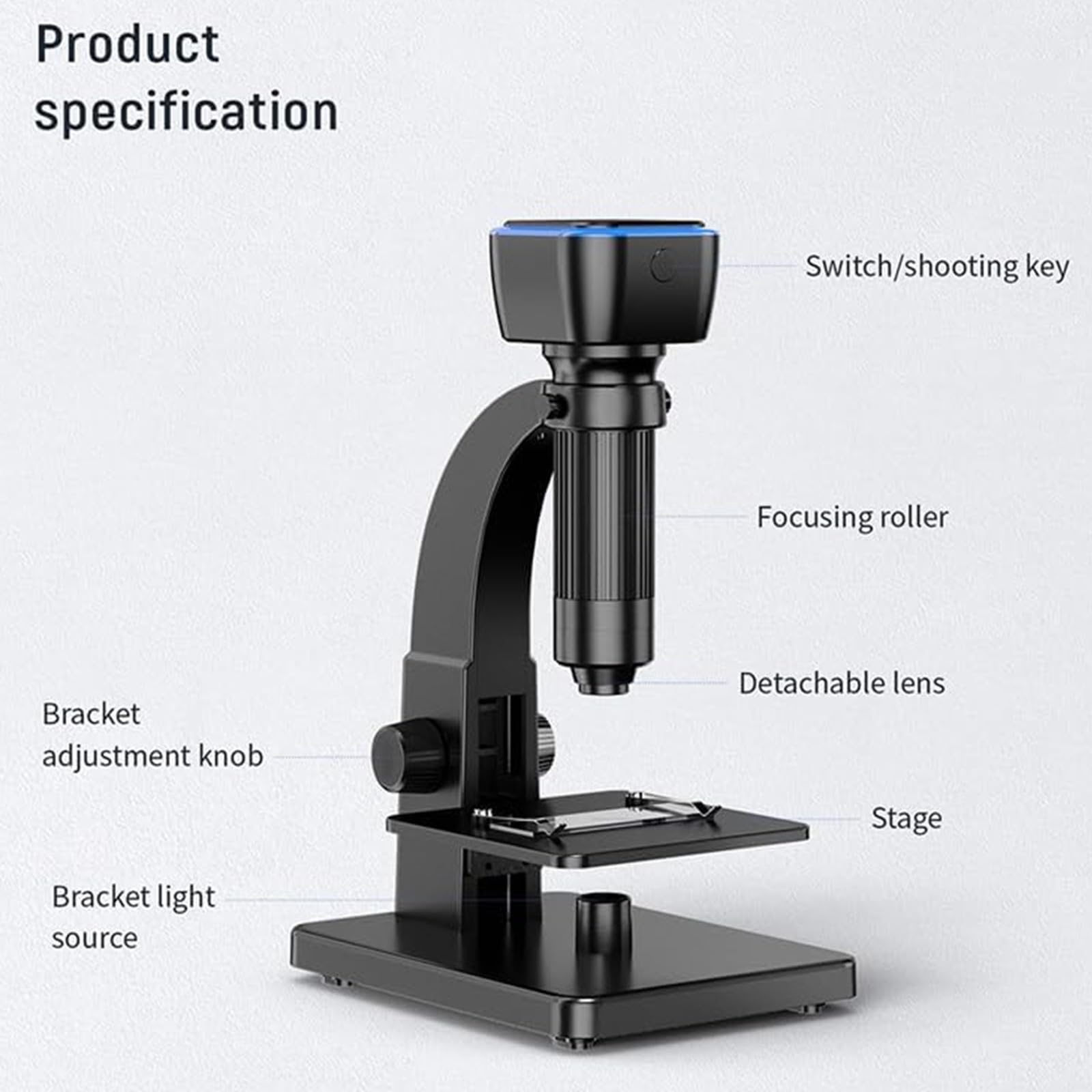 Microscopio digitale, doppia lente da 5 MP con ingrandimento 2000X e doppia luce LED, ideale per circuiti stampati, circuiti stampati e ispezioni biologiche