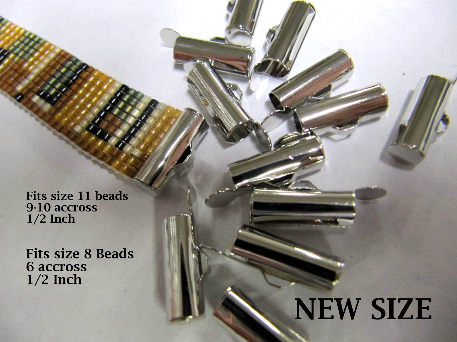 Bead Loom Slider Clasp, 1/2 Inch Long, Fits Size 11 or 8 Beads, Silver Color, Bead loom Clasp, Bracelet Findings, Bead Loom Pattern Findings, 12 Package
