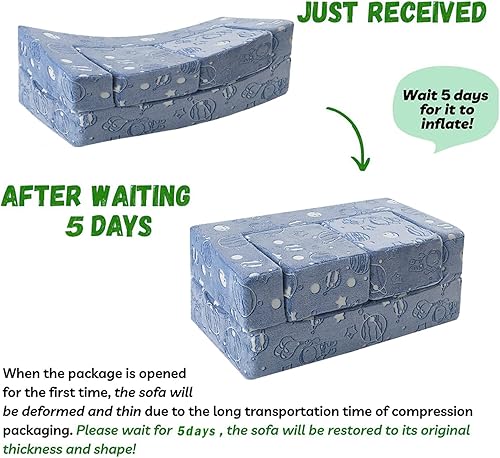 Miniatura 75 de MeMoreCool Sofá modular para niños, sofá convertible suave para niños, silla de espuma de felpa plegable gris para diversión en la sala de juegos de