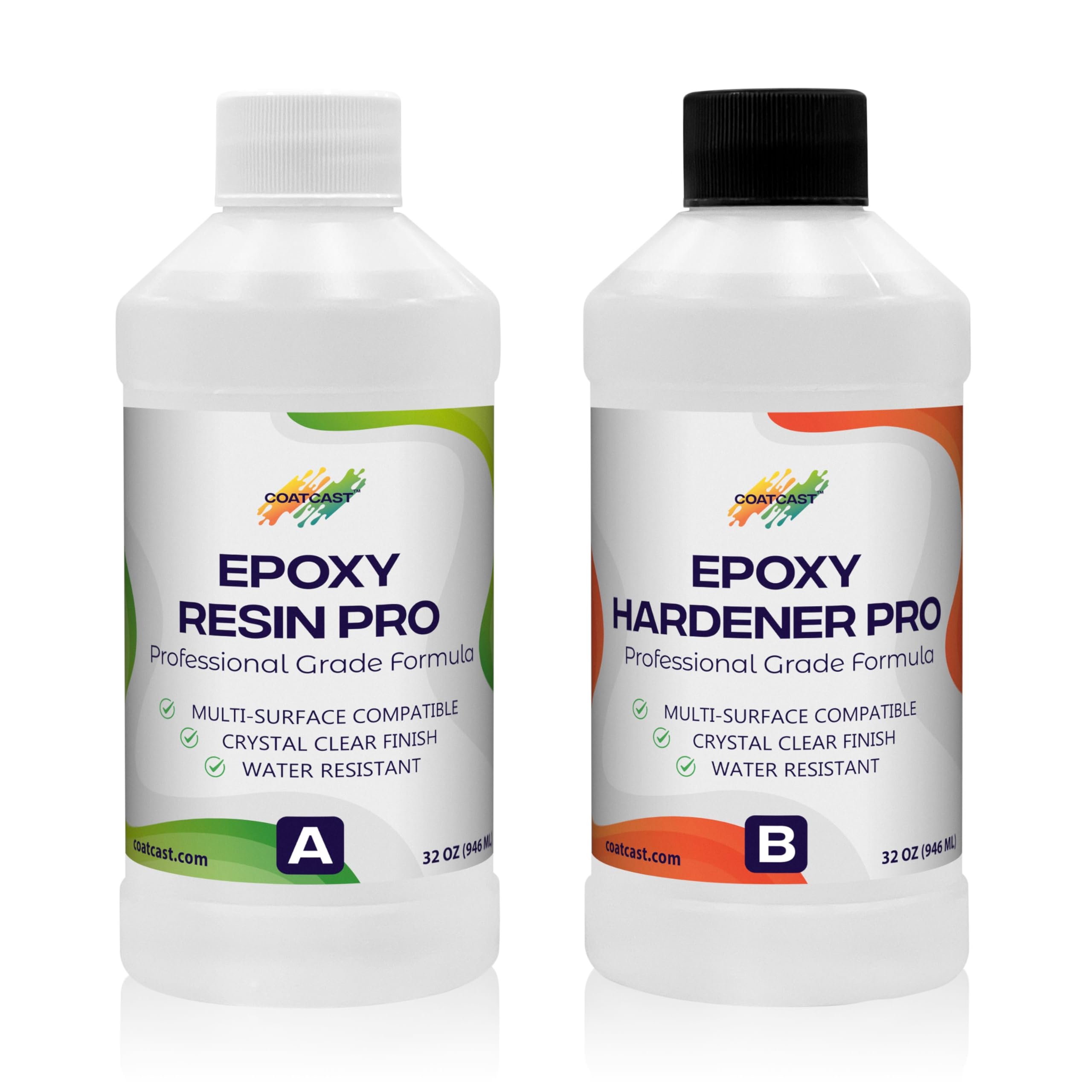 CoatCast Epoxy Resin Pro 64 Oz Kit – Clear High-Gloss Finish for Coating Wood, Concrete, Stone & More | Strong, Durable, Self-Leveling | Perfect for