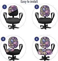 Vista 4 de Ambesonne Funda para silla de oficina floral, flores y hojas temáticas naturales con bayas amarillas, arte botánico protector, funda protectora