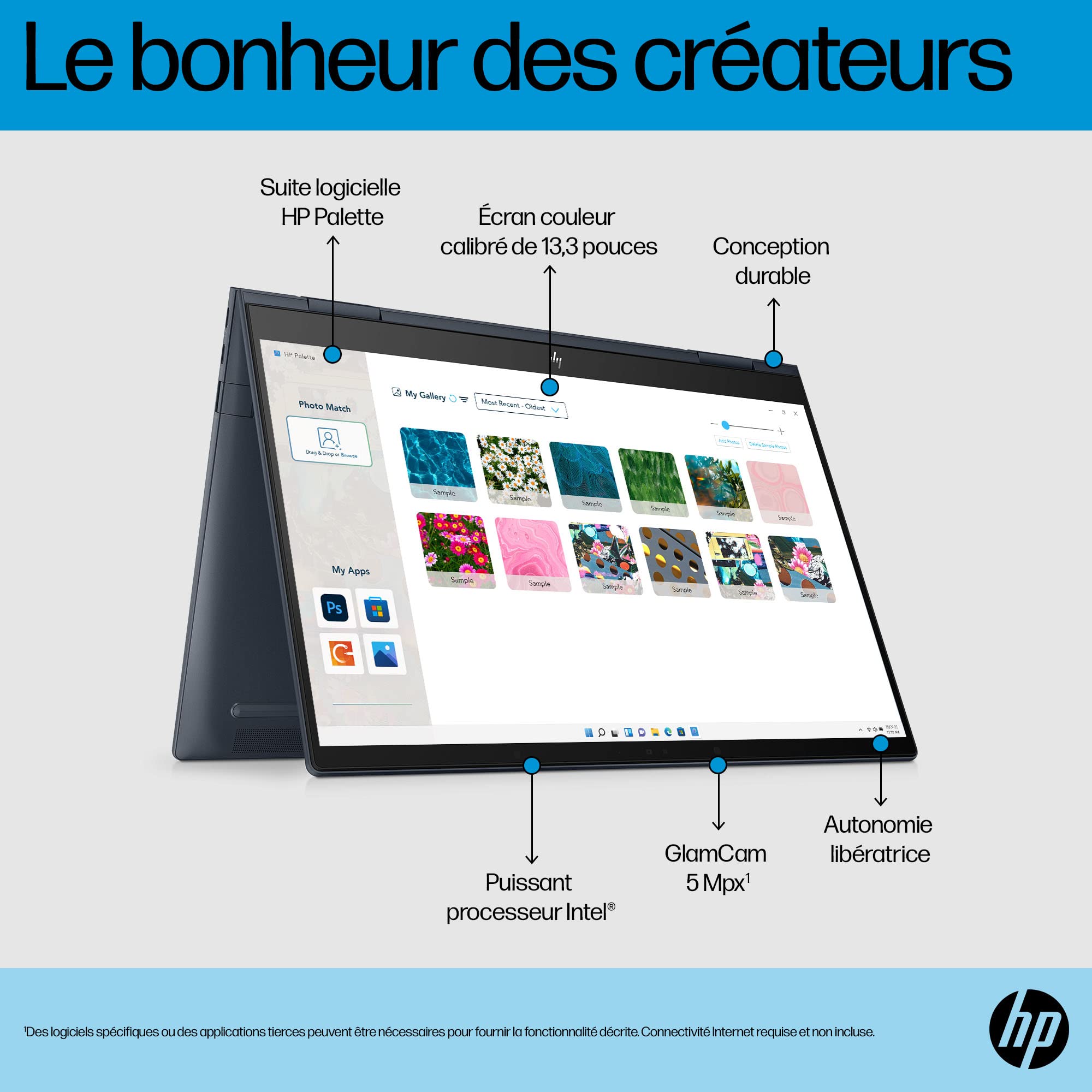 HP Envy x360 13-bf0000sf Ordinateur Portable Convertible Intel Core i5 1230U 16 Go RAM 512 Go SSD Intel Iris XE Écran 13.3" 2.8K Touch OLED Windows 11 Clavier AZERTY Blue