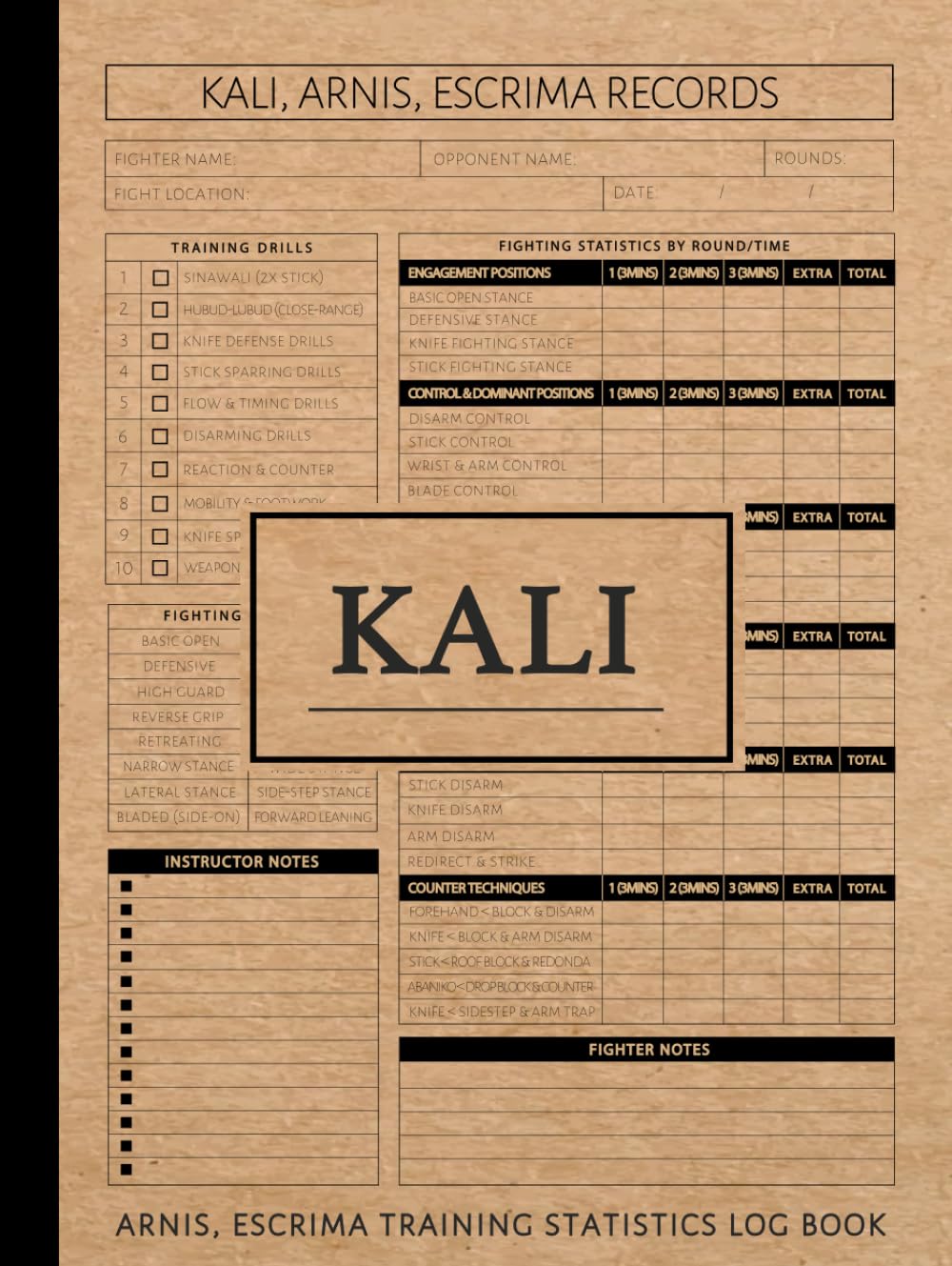 Kali, Escrima, Arnis Training Statistics Log Book: Track & Master Every Technique. Ideal for Fighters, Instructors, and Enthusiasts Hardcover – 1 Oct. 2024