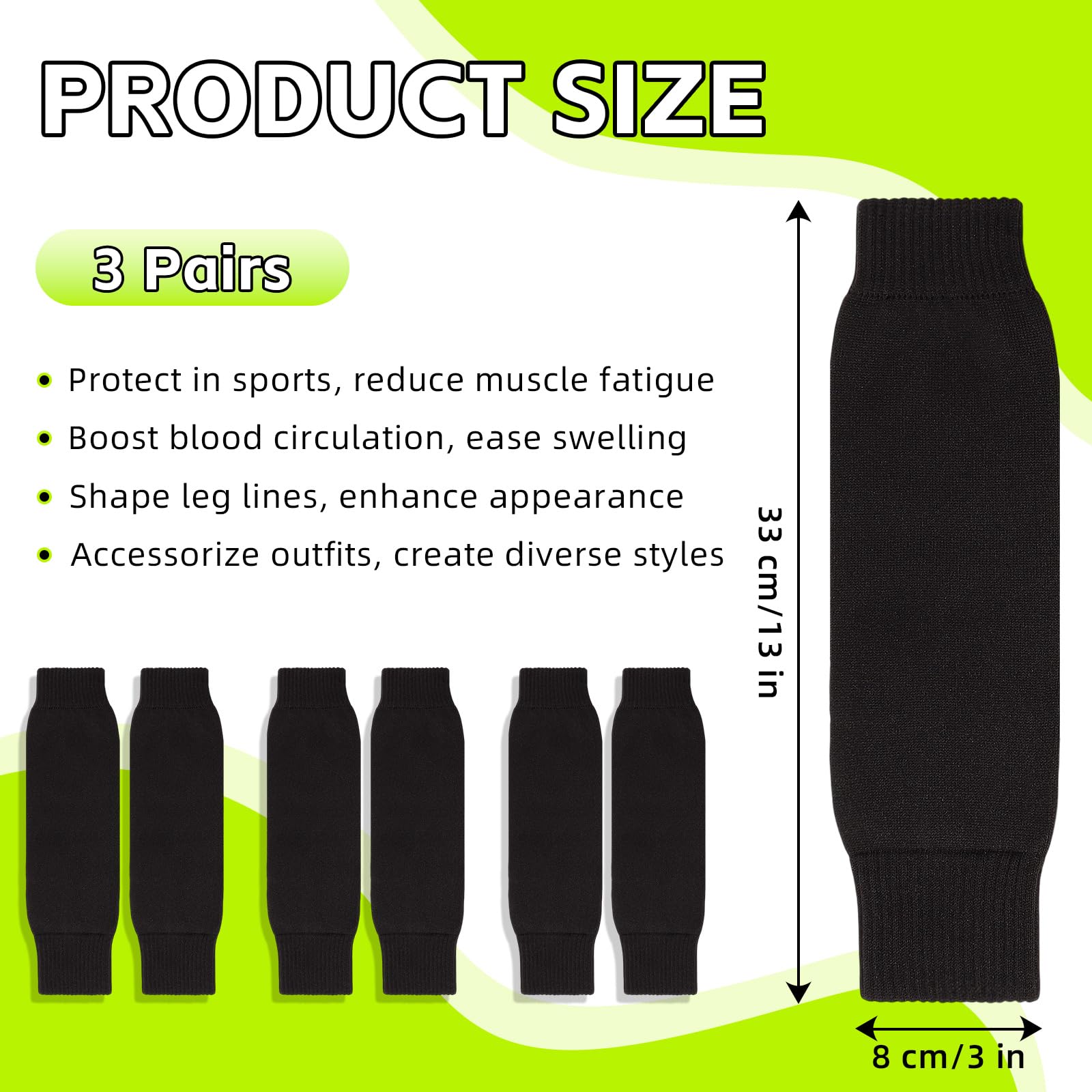 JOLYEAK 3 Pairs Kid Soccer Sleeves, Calf Compression Sleeve,Sports Shin Guard Sleeves for Youth Boys Girls Rugby Baseball Football Softball