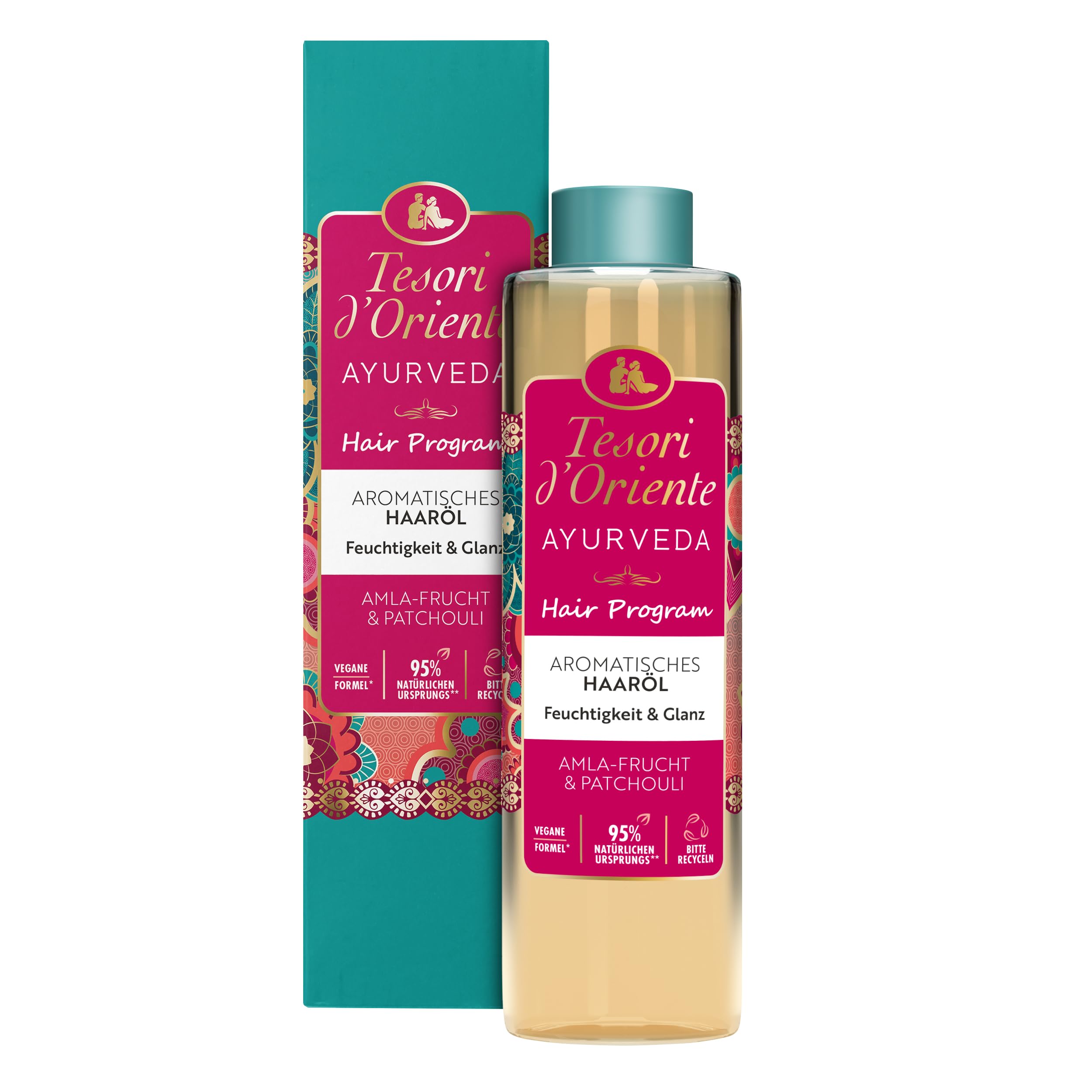 Tesori d'Oriente Hair Program olejek do włosów 'Ayurveda', 50 ml, aromatyczny olejek z owocami amla i paczula, nawilżający i błyszczący, do suchych włosów, rytuał wellness dla ciała i zmysłów