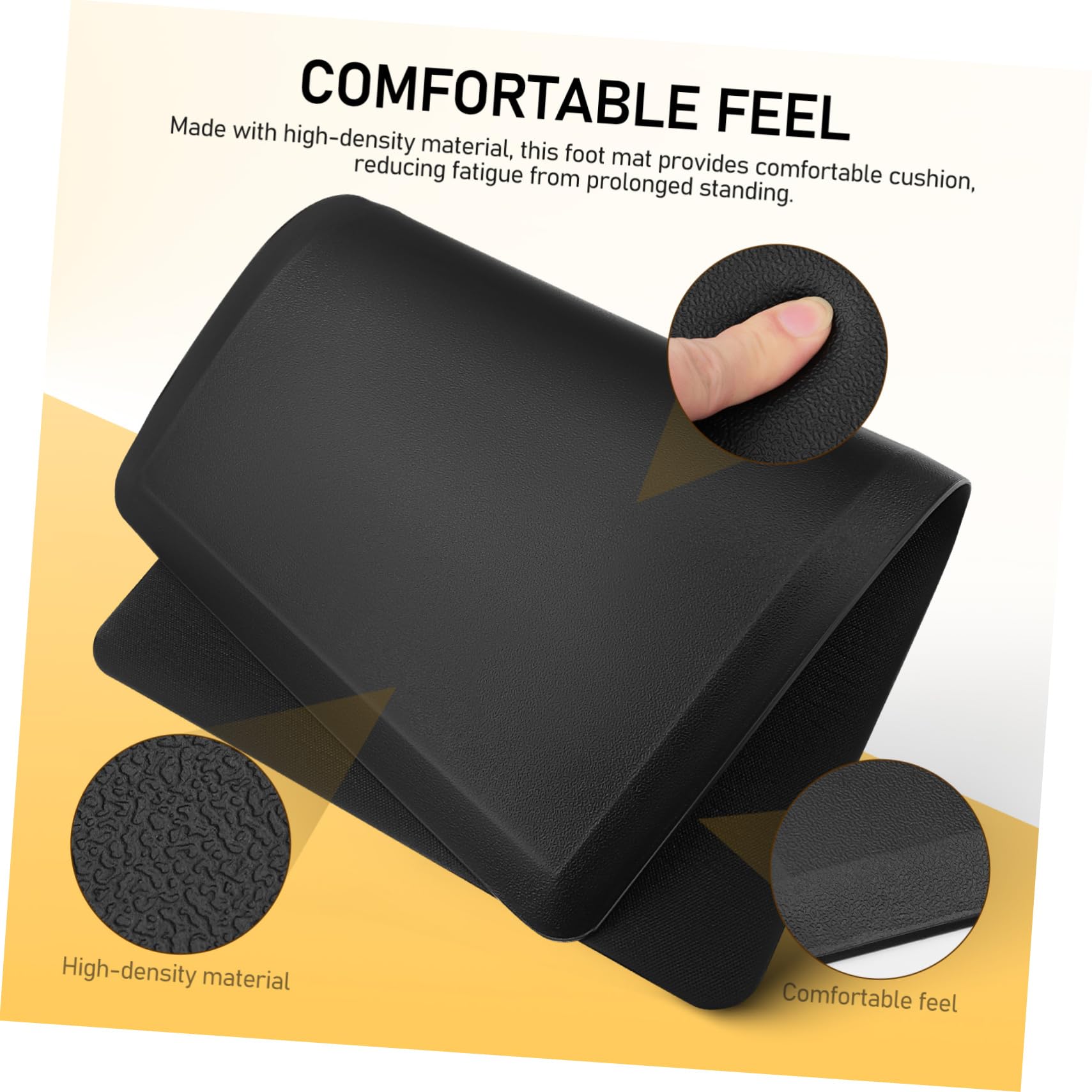 Alipis Tappetino Antifatica Facile da Pulire 44x71x1,2 Cm in Pvc e Schiuma Nero Cuscino Poggiapiedi Ergonomico Antiscivolo per Cucine e Uffici