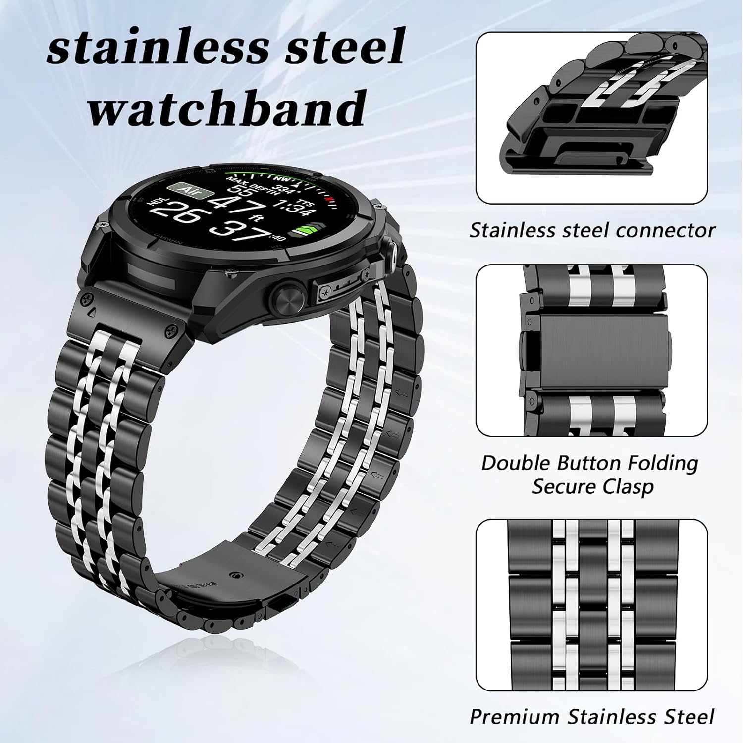ZPJPPLX 22mm Metal Watch Bands for Fenix 8 47mm E 7 6 Pro 5 plus,Stainless Steel Quickfit Strap for quatix 6 7 8/tactix 8 epix Pro 47mm/Approach S62 S70/Forerunner 970 965 955 945 935/Descent G2 G1