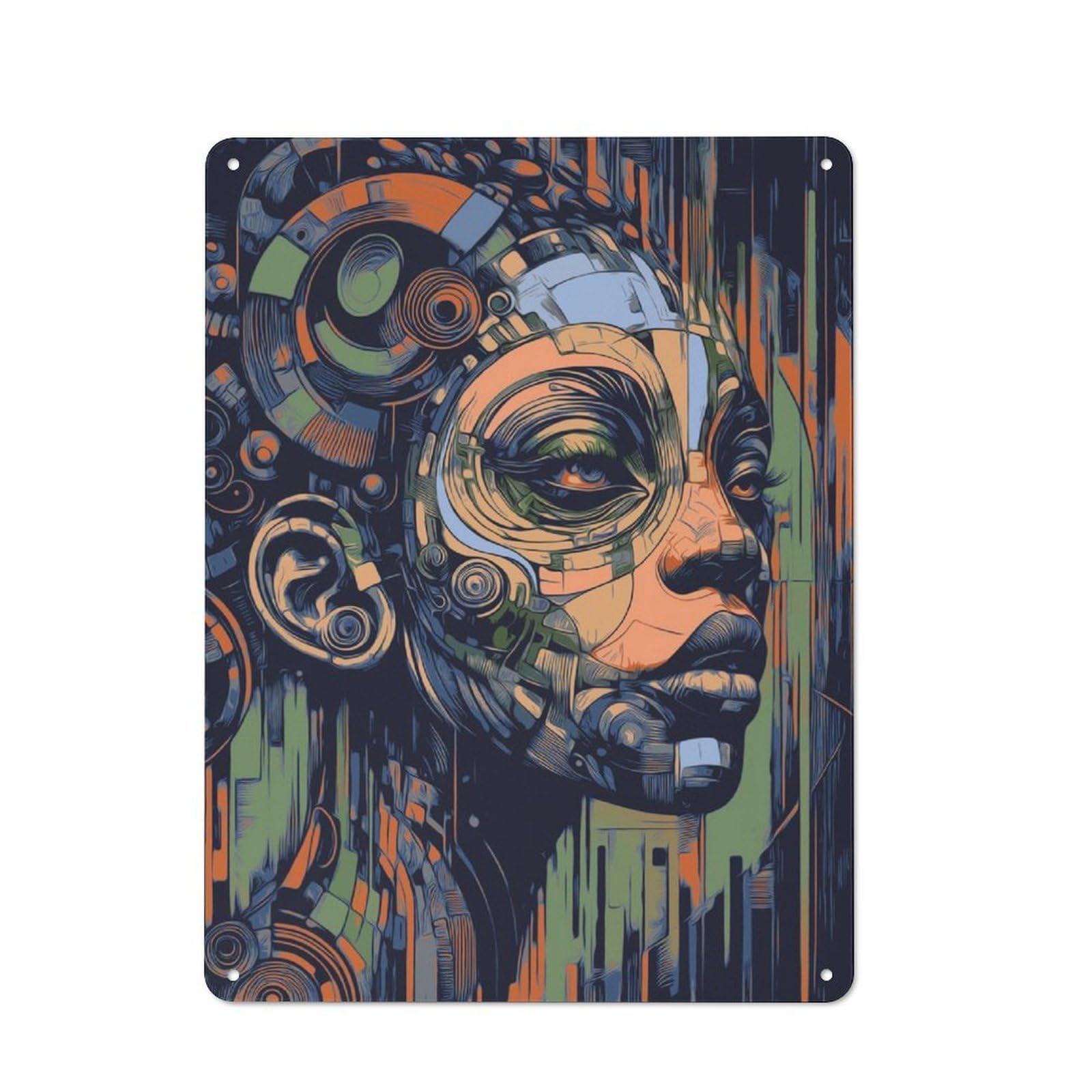 Junmoney African Beauty Rustic Metal Sign 40X30cm Featuring For Hallway Wall, For Collectors Decorating Hallways And Entrance Areas