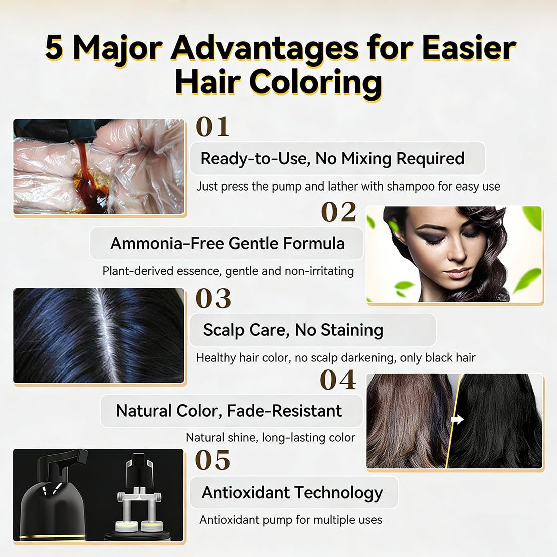 Haarfärbeshampoo, Grauabdeckung, einfach anzuwendende Haarfarbe, langanhaltende Haarfarbe, mit Ginseng und Kräuteressenzen, für Frauen und Männer, 9 Trendfarben, für alle Haartypen (Sliver)