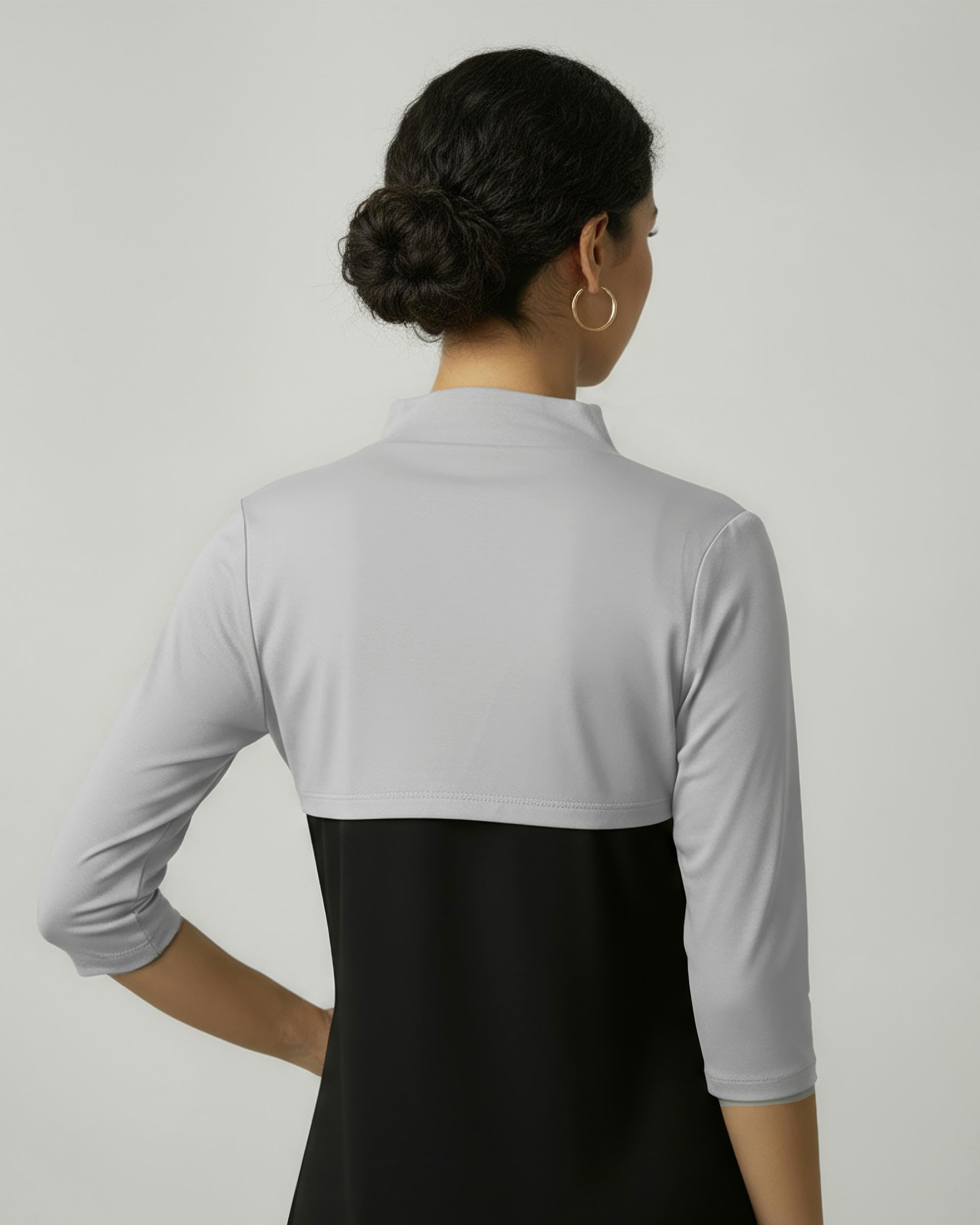 Bolerose Stretch Bolero Jäckchen Damen 3/4-Arm Stehkragen