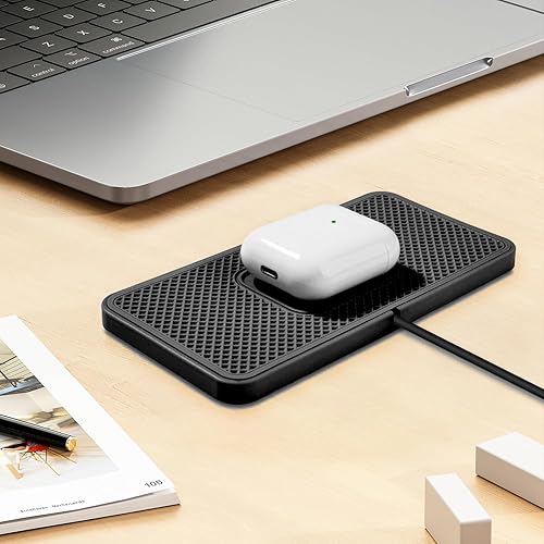 Miniatura 8 de Cargador inalámbrico para automóvil, cargador inalámbrico rápido para teléfono celular, antideslizante, alfombrilla de carga inalámbrica compatible