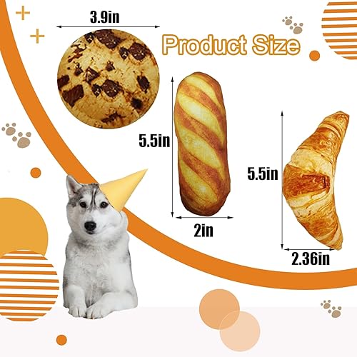 Miniatura 10 de Cooway Juguete masticable para perros, juguetes de peluche chirriantes con forma de comida para masticadores agresivos, juguete duradero de limpieza