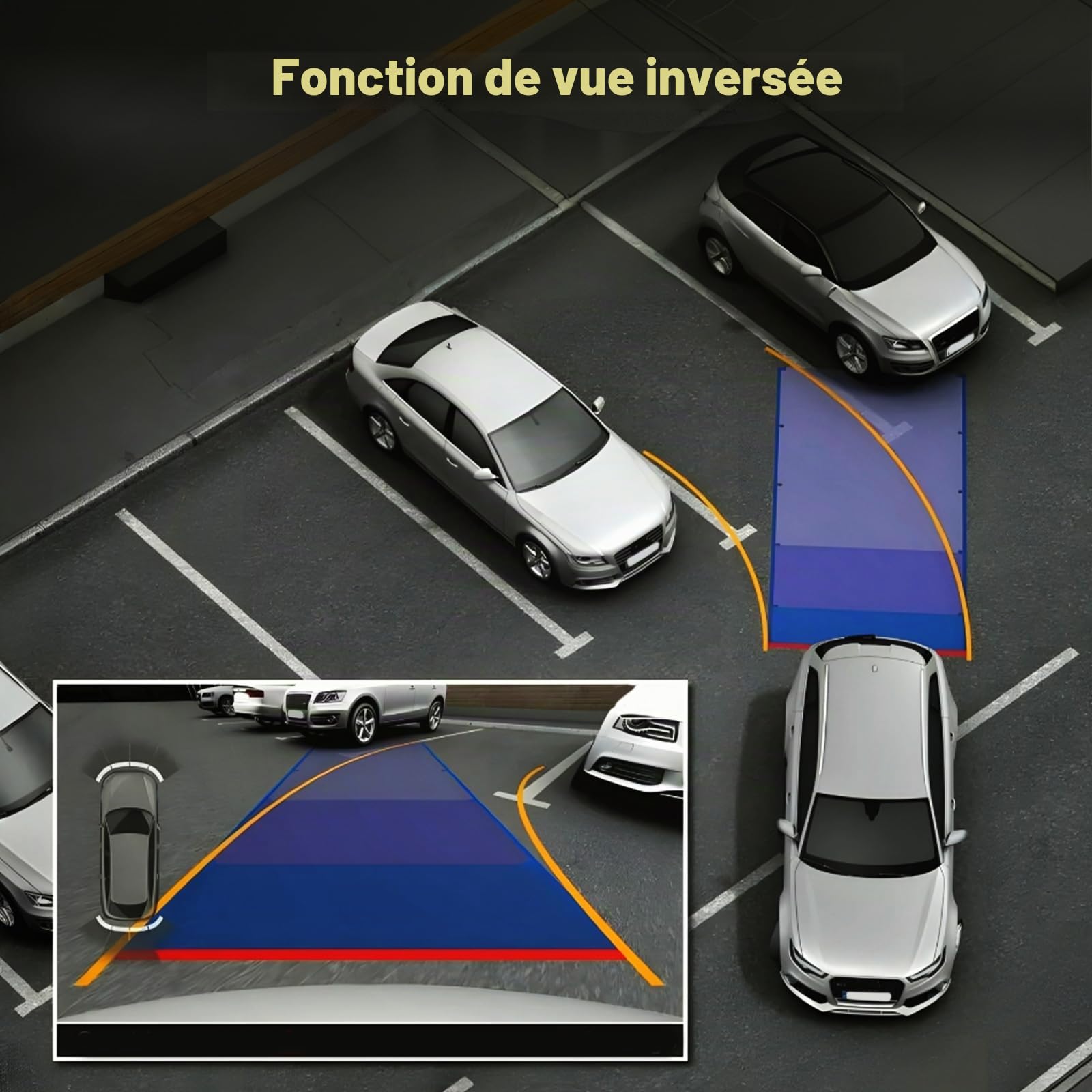 Inefala Full HD 1080P Dash Cam avec caméra de Voiture 360° à Quatre canaux, 2,4 Pouces Screen avec 64GB Memory et 8 IR Night Vision, Travel Recorder et G-Sensor et Parking Monitor