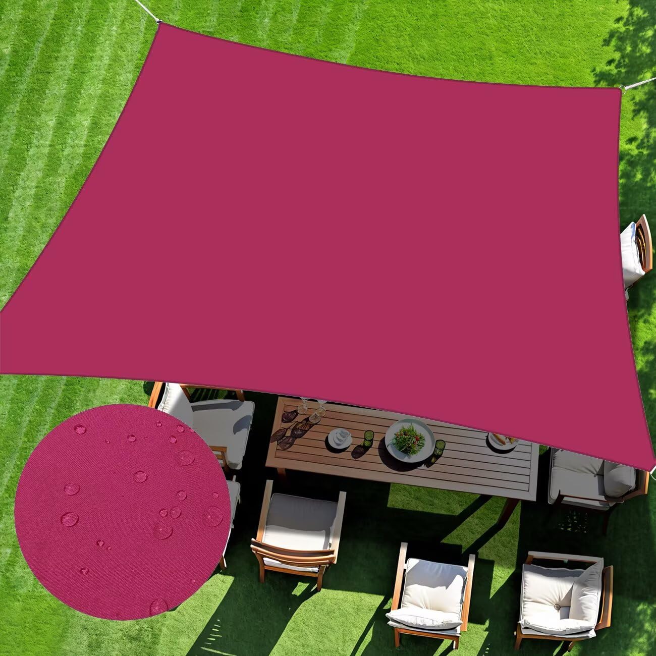 ChasingMoon Waterproof Sun Shade Sail, 12' x 14' Red Rectangle UV Block Outdoor Sunshade, for Backyard, Deck, Patio, Garden, Outdoor Activities (We