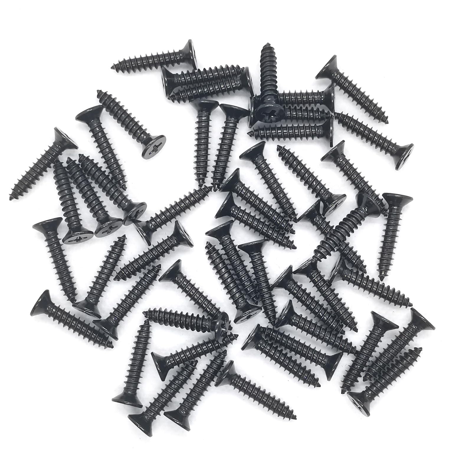 M5 Stainless Steel Screws 25mm, Black Self Tapping Flat Countersunk Head Wood Screw, Hardware Fasteners, Pack of 50