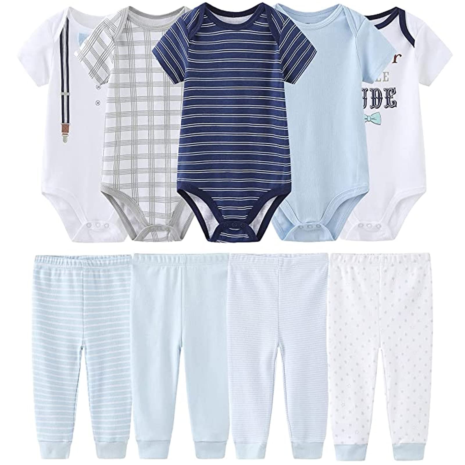 MAMIMAKA Body para bebé, pantalones de bebé, ropa de bebé, mamelucos de manga corta, mamelucos para bebés niños y niñas