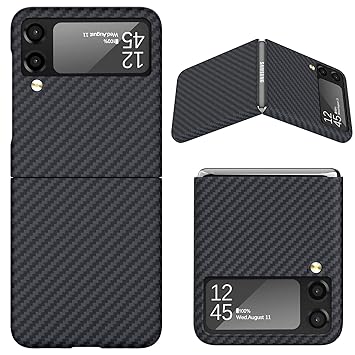 GooseBox Galaxy Z Flip 3 Aramid Case,Carbon Carbon Fiber Phone Cases for Samsung flip z 3 case Shell Aramid Fiber Super Light and Thin z flip 3 5G Phone Shell Have Strong Impact Resistance