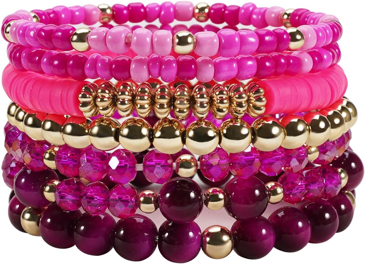 Boho Wooden Beads Bracelets Bohemian Bracelet Stack for Men Women Wood Beaded Bracelet Set