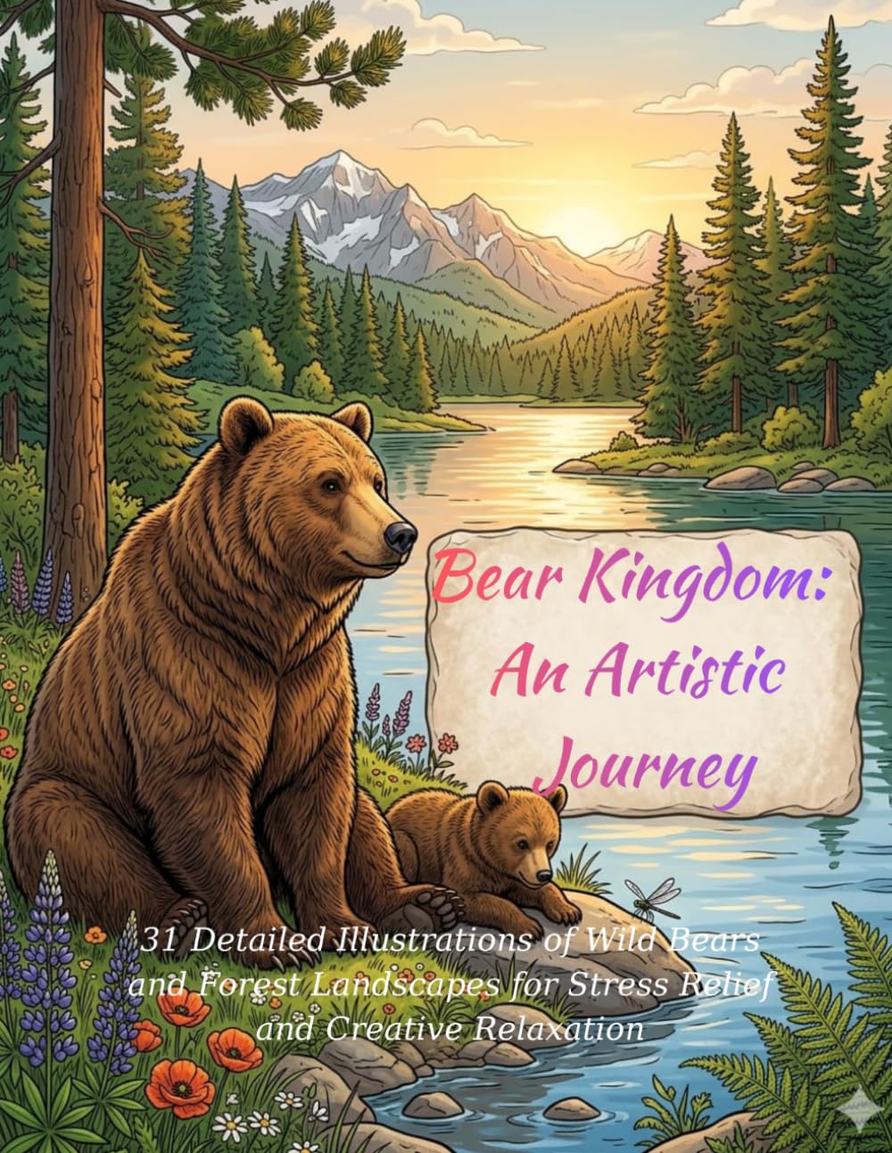 Bear Kingdom: An Artistic Journey: 31 Detailed Illustrations of Wild Bears and Forest Landscapes for Stress Relief and Creative Relaxation